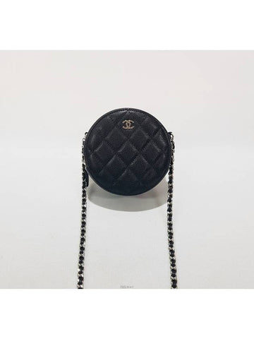 Classic Caviar Silver Round Bag Tambourine AP0245 Chanel