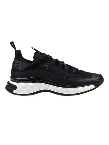 Mixed Fibers Velvet Calfskin Low Top Sneakers Black Chanel