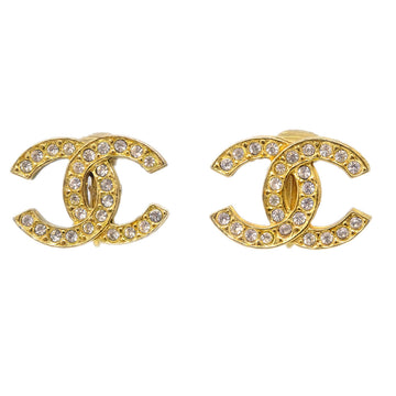 Top Quality Chanel CC Rhinestone Earrings Clip-On Gold 2084