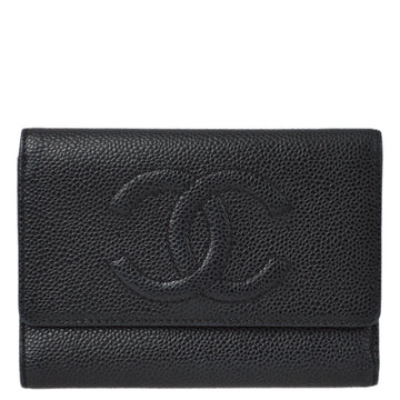 Top Quality Chanel 2000-2002 Black Caviar Wallet Purse