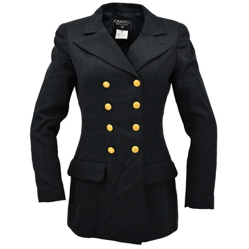 Top Quality Chanel Double Breasted Jacket Black 96A #38