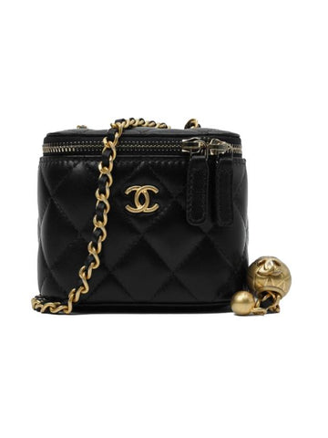 CC Logo Classic Vanity Small Cosmetic Case Mini Bag Black Chanel