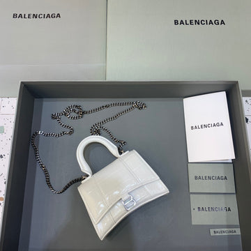 BLN-Ciaga Hourglass Mini Handbag With Chain In White, For Women,  Bags 4.7in/12Luxe Carry