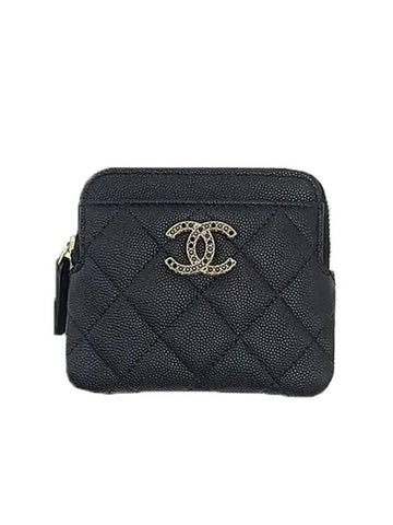 Silver Hardware Small Leather Coin Wallet Black Chanel