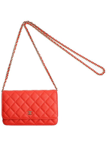 WOC Red Orange Caviar Silver Mini Cross 27th Division Chanel