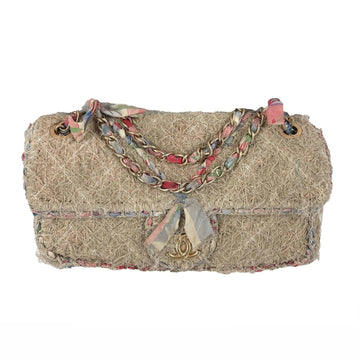Top Quality Chanel - Quilted Stitched Tan Raffia / Straw CC Country New Shoulder Bag