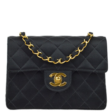 Top Quality Chanel Black Satin Mini Classic Square Flap Bag 17