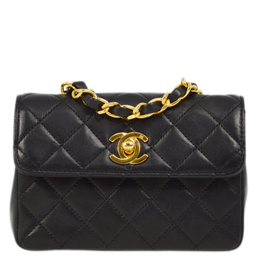 Top Quality Chanel Black Lambskin Straight Flap Chain Shoulder Bag