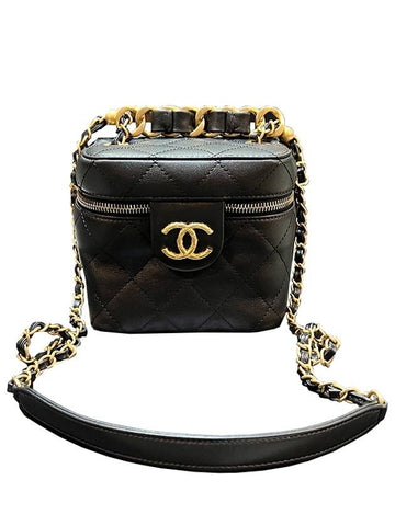 Gold Hardware Cosmetic Case Chain Mini Bag Black Chanel
