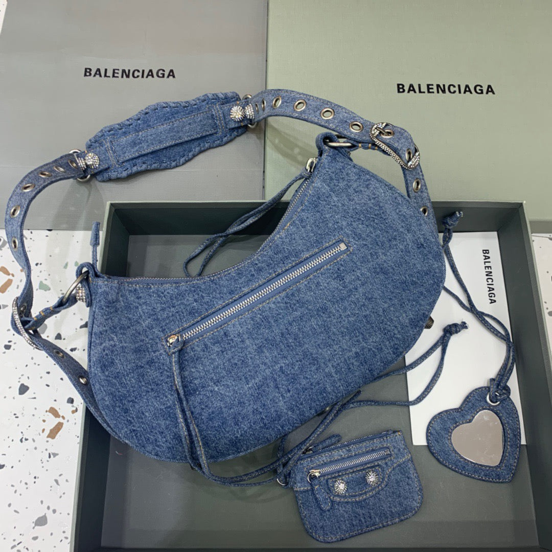 BLN-Ciaga Le Cagole XS Shoulder Bag In Blue Washed, For Women,  Bags 13in/33Luxe Carry