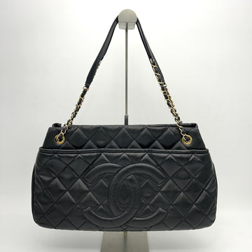 Top Quality Chanel Timeless CC Soft Quilted Caviar Leather Shopping Tote Bag Black LA26722