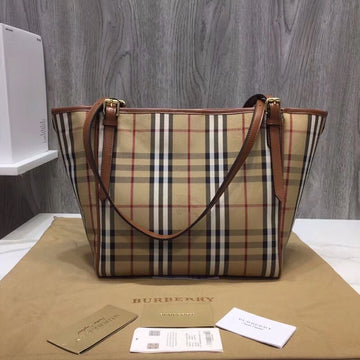 B-Berry - Luxe Carry  The Small Canter Horseferry Check Tote Brown For Women, Women’s Bags 11.6in/29.5Luxe Carry