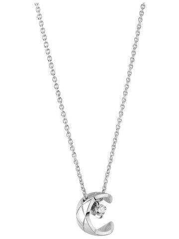 Coco Crush Diamond Pendant Necklace Silver Chanel