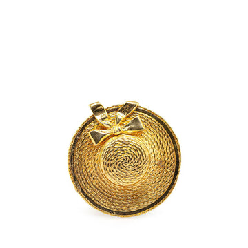 Top Quality Chanel Straw Hat Ribbon Brooch Gold Plated