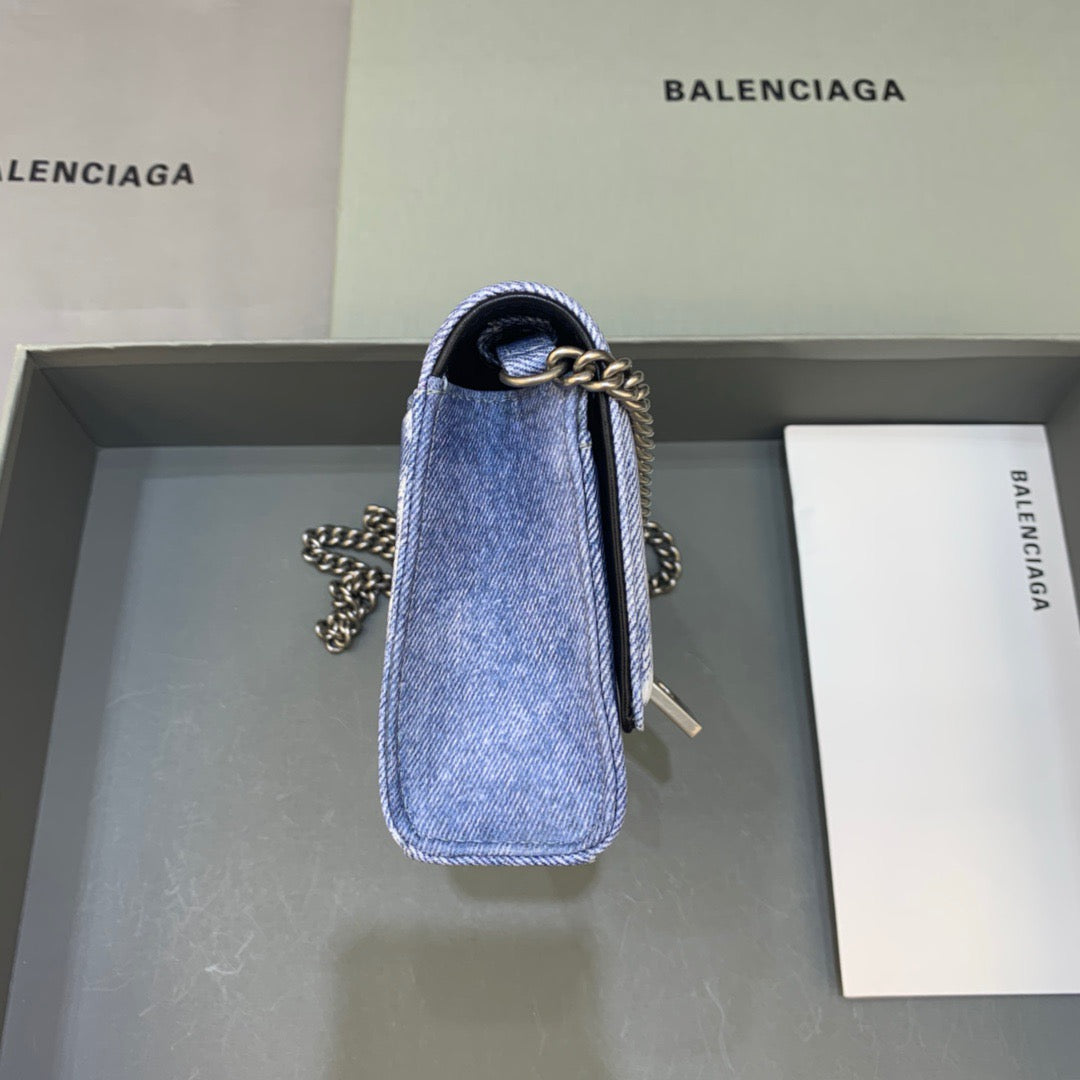 BLN-Ciaga Downtown Small Shoulder Bag With Chain Blue Washed, For Women,  Bags 11.8in/30Luxe Carry