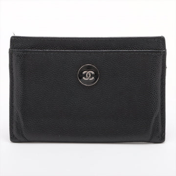 Top Quality Chanel Coconut Button Caviar S Card Case Black Silver Gold