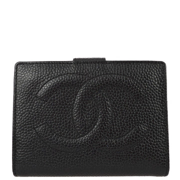 Top Quality Chanel 1996-1997  Black Caviar Bifold Wallet Purse