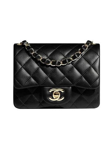 Mini Flap Lambskin Cross Bag Light Black Chanel