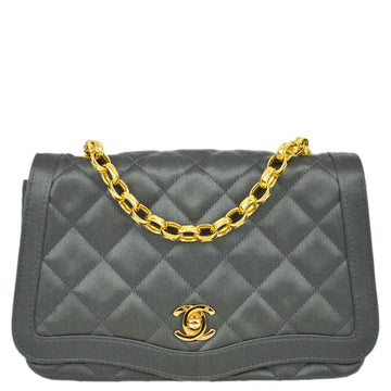 Top Quality Chanel 1989-1991 Gray Satin Single Flap Shoulder Bag