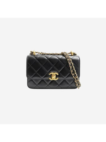 Chain Mini Flap Calfskin Cross Bag Black Chanel