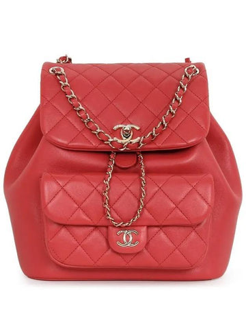 CC Logo Carpskin Backpack Red Chanel