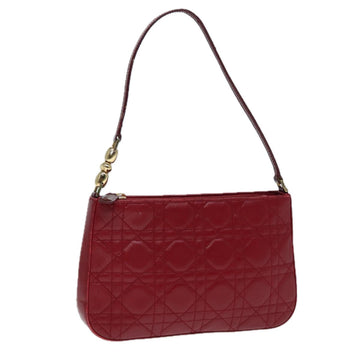 CHRISTIAN Top quality Dior Canage Accessory Pouch Leather Red Gold Auth ep5334