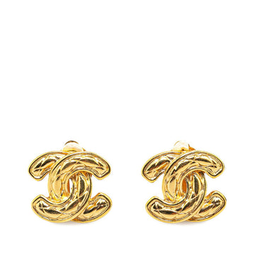 Top Quality Chanel Matelasse Coco Mark Gold Clip-On Earrings