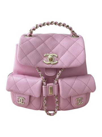 Grained Shiny Calfskin Backpack Pink Chanel