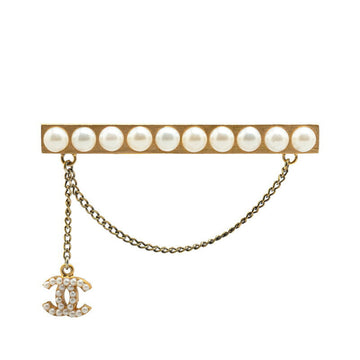 Top Quality Chanel   Coco Mark Pearl Brooch Gold