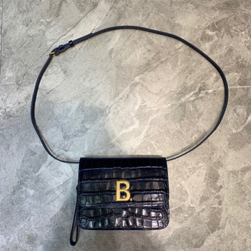 BLN-Ciaga B Small Lizard Effect Cross-body Bag In Dark Blue, For Women,  Bags 7in/18Luxe Carry