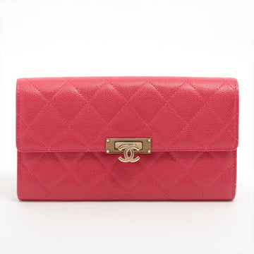 Top Quality Chanel Coco Caviar S Wallet Pink Gold