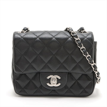 Top Quality Chanel Mini Matrasse Caviar S Single Flap Single Chain Bag Black Silver  19th