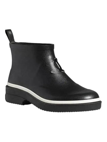 CC Logo Rubber Ankle Rain Boots Black Chanel