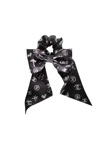 Silk Twill Hair Chouchou Black Chanel