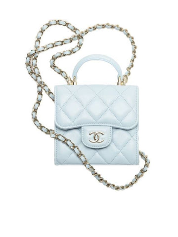 Gold Hardware Lambskin Chain Mini Bag Light Blue Chanel