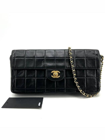 Lambskin chocolate bar baguette shoulder bag Chanel