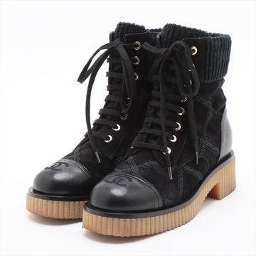 Top Quality Chanel Coco Leather X Suede Shoes 36  Black G36536 Matrasse