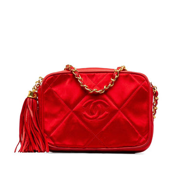 Top Quality Chanel Matrases Cocomark Chain Fringe Chain houlder Bag Red Leather Saten  Chanel