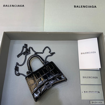 BLN-Ciaga Hourglass Mini Handbag With Chain In Black, For Women,  Bags 4.7in/12Luxe Carry