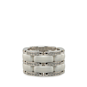 Top Quality Chanel White Gold Ceramic Ring #49