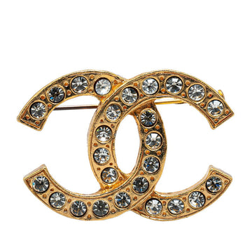 Top Quality Chanel Coco Mark Rhinestone Brooch Gold