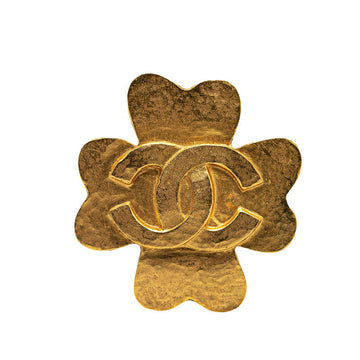 Top Quality Chanel   Coco Mark Flower Clover Brooch Gold Plated