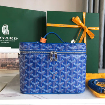 M VANITY CASE 20 IN BLUE GOYARDINE CANVAS