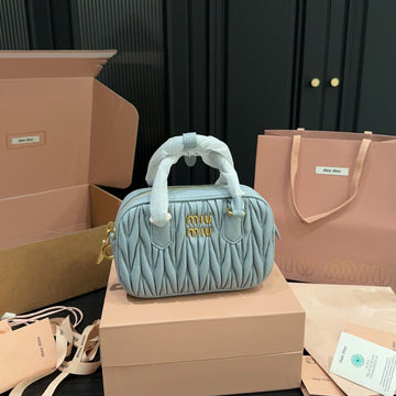 ARCADIE MATELASSÉ BAG 20 IN GREY LAMBSKIN GOLD HARDWARE Luxe Carry