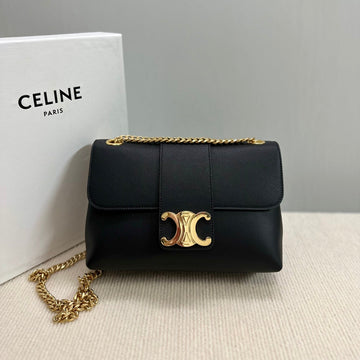 MEDIUM VICTOIRE BAG 25 IN BLACK SUPPLE CALFSKIN GOLD HARDWARE Luxe Carry