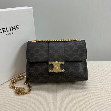 MEDIUM VICTOIRE BAG 25 IN BLACK TRIOMPHE CANVAS GOLD HARDWARE Luxe Carry Bags