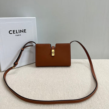 16 STRAP POCHETTE 18 IN BRONZE ORANGE SUPPLE CALFSKIN GOLD HARDWARE Luxe Carry