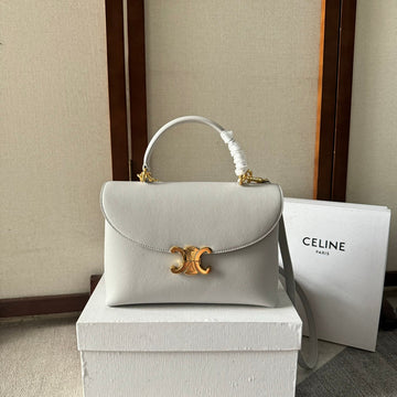 MEDIUM NINO BAG 25 IN WHITE SOFT CALFSKIN GOLD HARDWARE Luxe Carry Bags