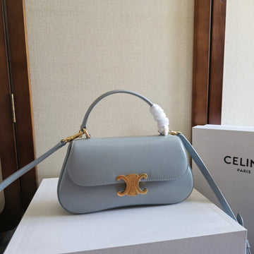 TEEN LOLA TRIOMPHE BAG 20 IN COOL GRAY BLUE CALFSKIN Luxe Carry