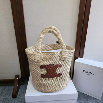 CELINE BAG TRIOMPHE 23 IN LIGHT BEIGE RAFFIA Luxe Carry Bags